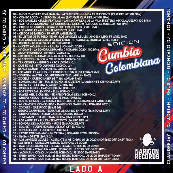 LISTA DE TRACKS CUMBIA COLOMBIANA REMIX 